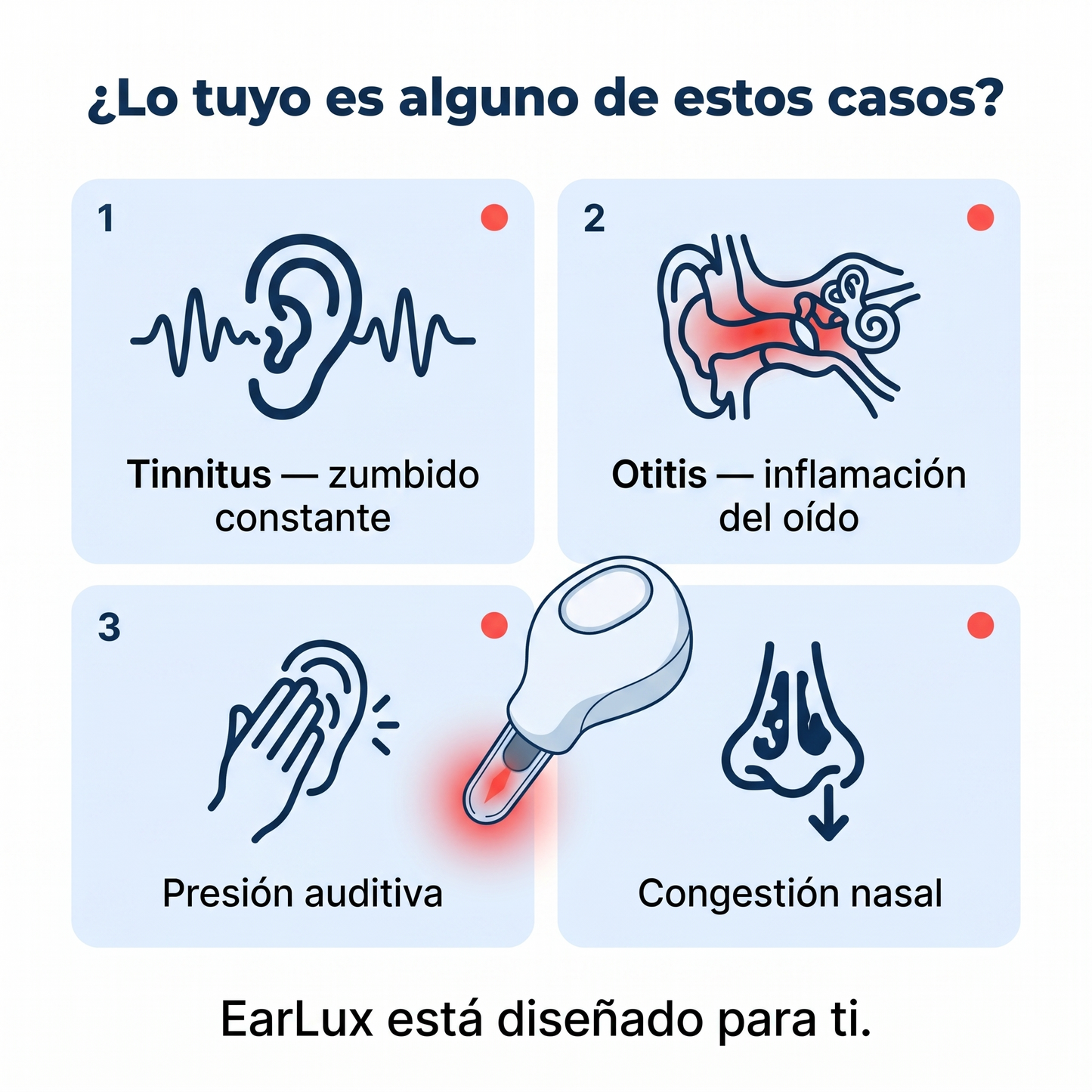 EarLux—Dispositivo Terapia de Luz Roja